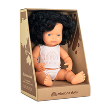 Load image into Gallery viewer, MINILAND DOLLS - Baby Girl Curly Black Hair 38 CM