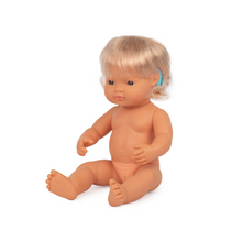 Load image into Gallery viewer, MINILAND DOLL - CAUCASIAN GIRL WITH HEARING AID 38 CM