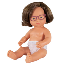 Load image into Gallery viewer, MINILAND DOLL - CAUCASIAN GIRL DS WITH GLASSES 38 CM