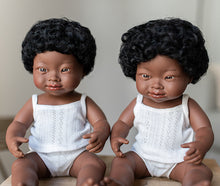 Load image into Gallery viewer, MINILAND DOLL - DOWN SYNDROME AFRICAN BOY AND GIRL 38 CM