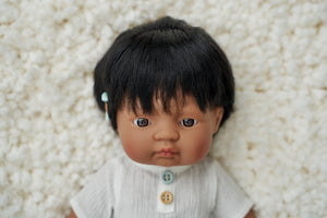 MINILAND DOLL - HISPANIC BOY WITH HEARING AID 38 CM