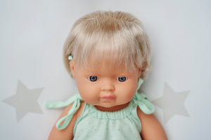 MINILAND DOLL - CAUCASIAN GIRL WITH HEARING AID 38 CM