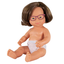 Load image into Gallery viewer, MINILAND DOLL - CAUCASIAN GIRL DS WITH GLASSES 38 CM
