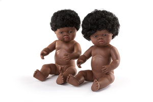 MINILAND DOLL - AFRICAN BOY AND GIRL 38 CM