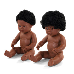 MINILAND DOLL - AFROAMERICAN BOY AND GIRL  38 CM