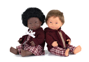 MINILAND DOLL - DOWN SYNDROME CAUCASIAN BOY AND GIRL 38 CM