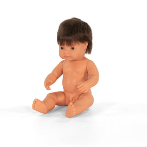 MINILAND DOLL - BROWN HAIR BOY AND GIRL 38 CM