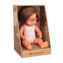 Load image into Gallery viewer, MINILAND DOLL - CAUCASIAN GIRL DS WITH GLASSES 38 CM

