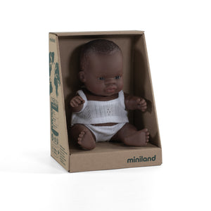 MINILAND DOLL - AFRICAN BOY AND GIRL 21 CM