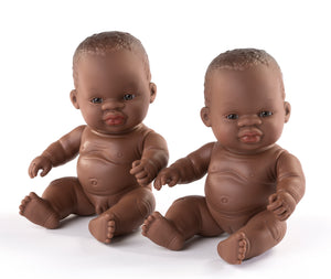 MINILAND DOLL - AFRICAN BOY AND GIRL 21 CM