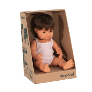 MINILAND DOLL - BROWN HAIR BOY AND GIRL 38 CM