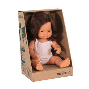 MINILAND DOLL - BROWN HAIR BOY AND GIRL 38 CM