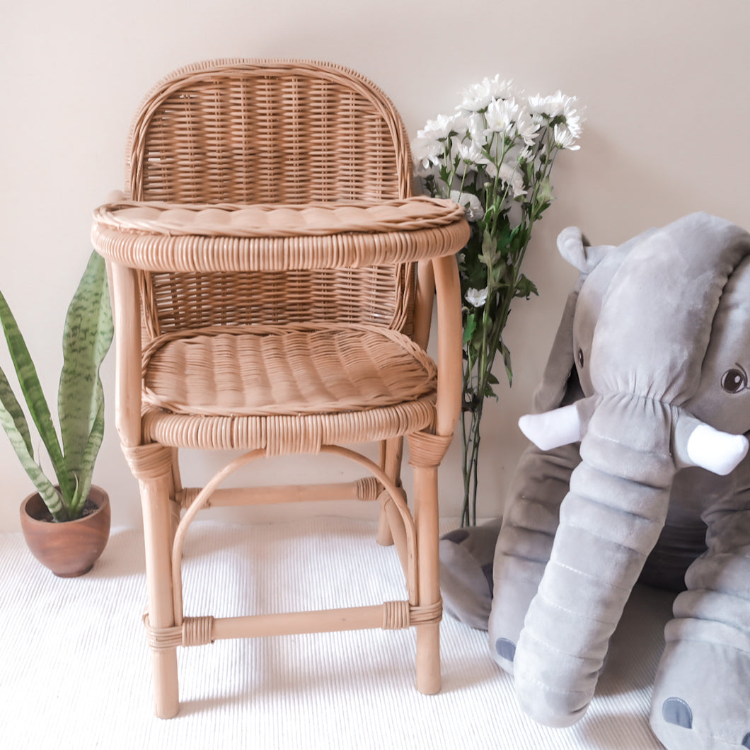 Rattan Doll High Chair with movable desk