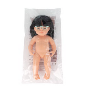 MINILAND DOLL - ASIAN GIRL WITH GLASSES 38 CM